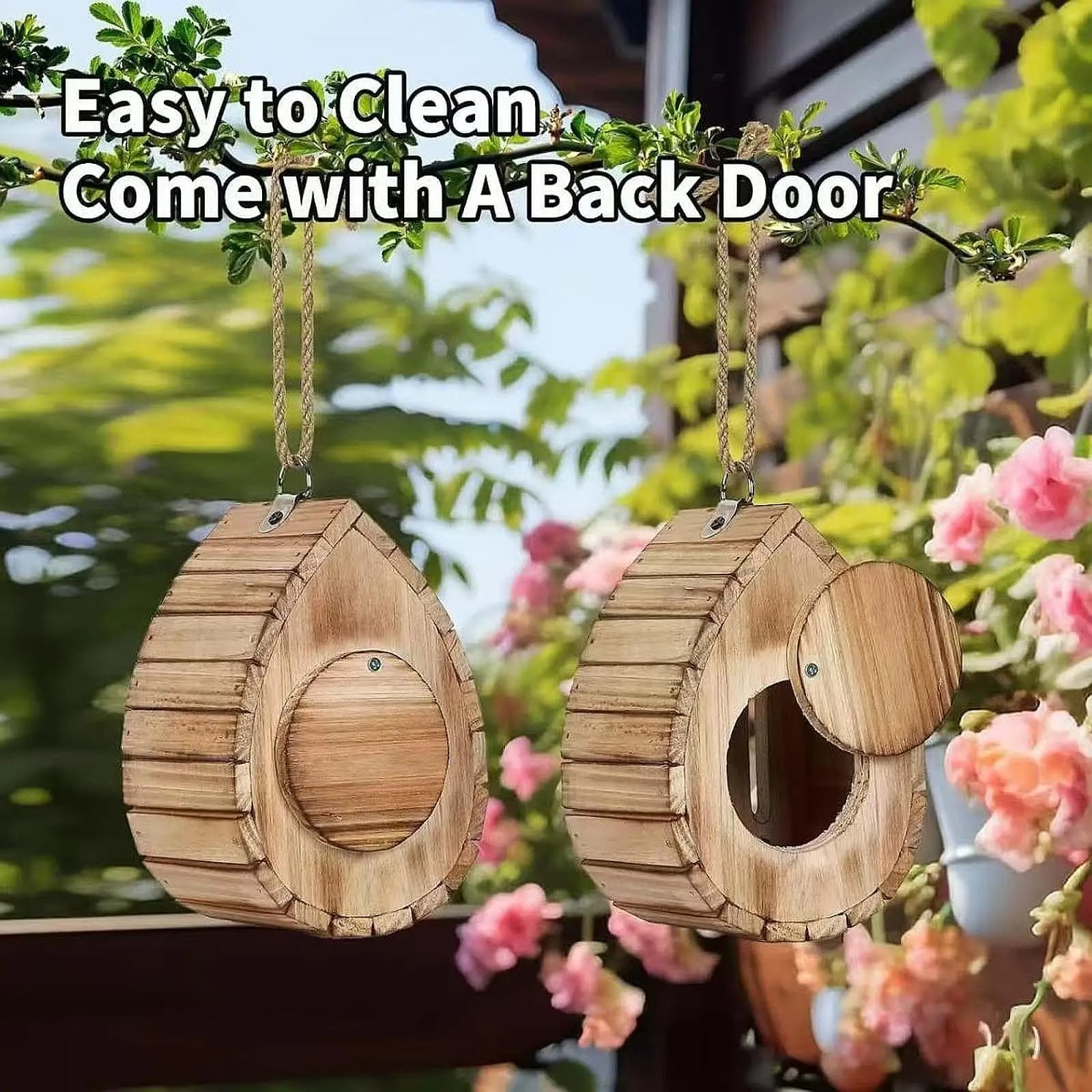 Décor de maison de papillons en bois avec porte arrière, plateau d'alimentation de maison de papillo