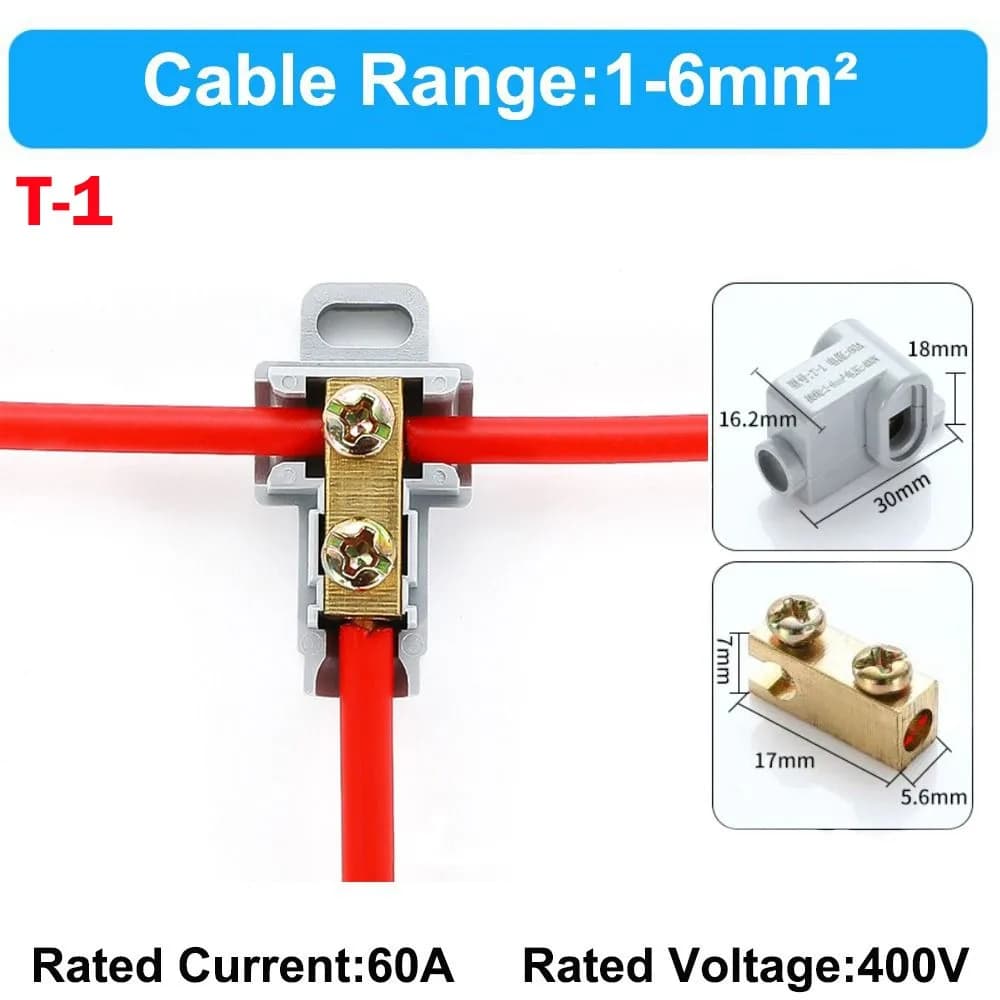 Connecteur de fil électrique enfichable, borne rapide, séparateur haute puissance de type T, petite