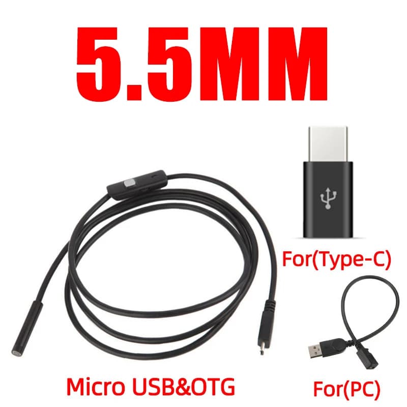 Mini caméra d'inspection endoscopique 3 en 1, Micro USB/type-c 5.5/ 7mm, pour IOS iphone, Endoscope