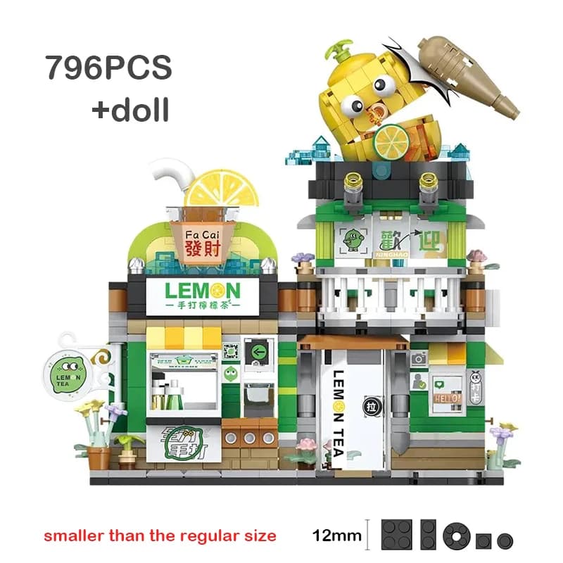 Loz-décennie s de construction pliants classiques pour enfants, magasin de thé au lait, magasin de t