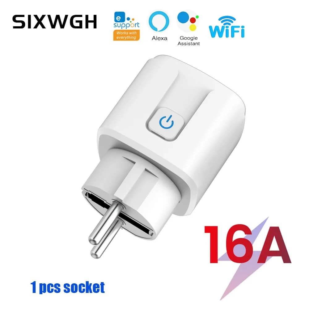 SIXWGH Wifi prise intelligente 16A EU télécommande minuterie surveillance de l'alimentation Assistan