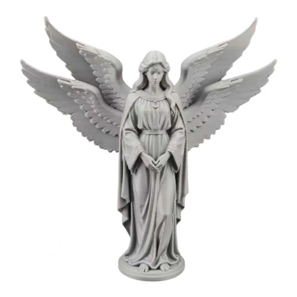 Statuette d'ange élégante 2026, figurine d'ange gardien, statue d'ange à quatre ailes imprimée en 3D