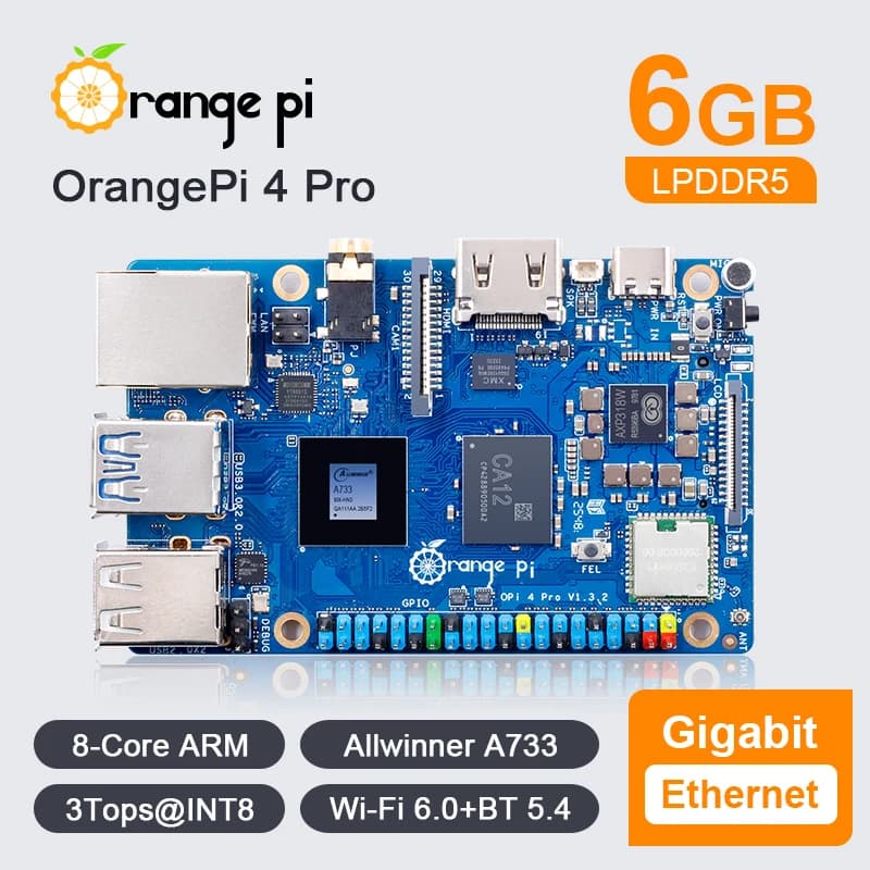 Ordinateur monocarte Orange Pi 4 Pro 6 Go