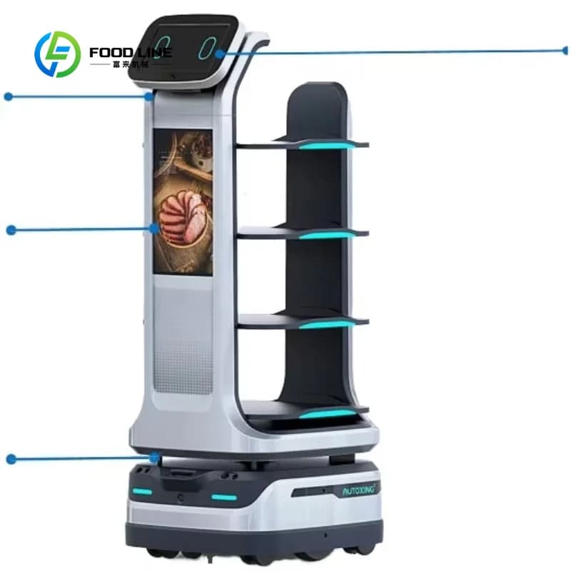 Robot de livraison de nourriture intelligent à système Android personnalisé pour restaurant et hôtel