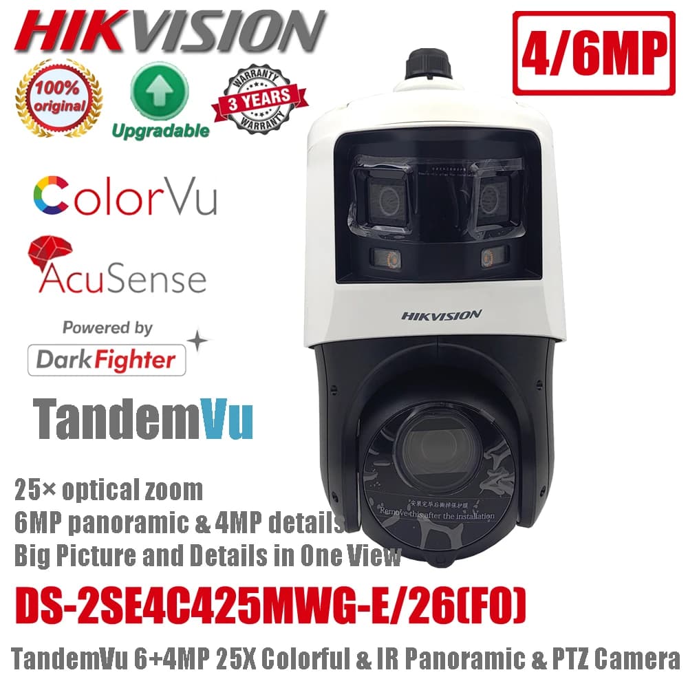 Hikvision TurnVu d'origine DS-2SE4C425MWG-E/26(F0) TandemVu 6 + 4MP 25X Colorful & IR DarkFighter Ac