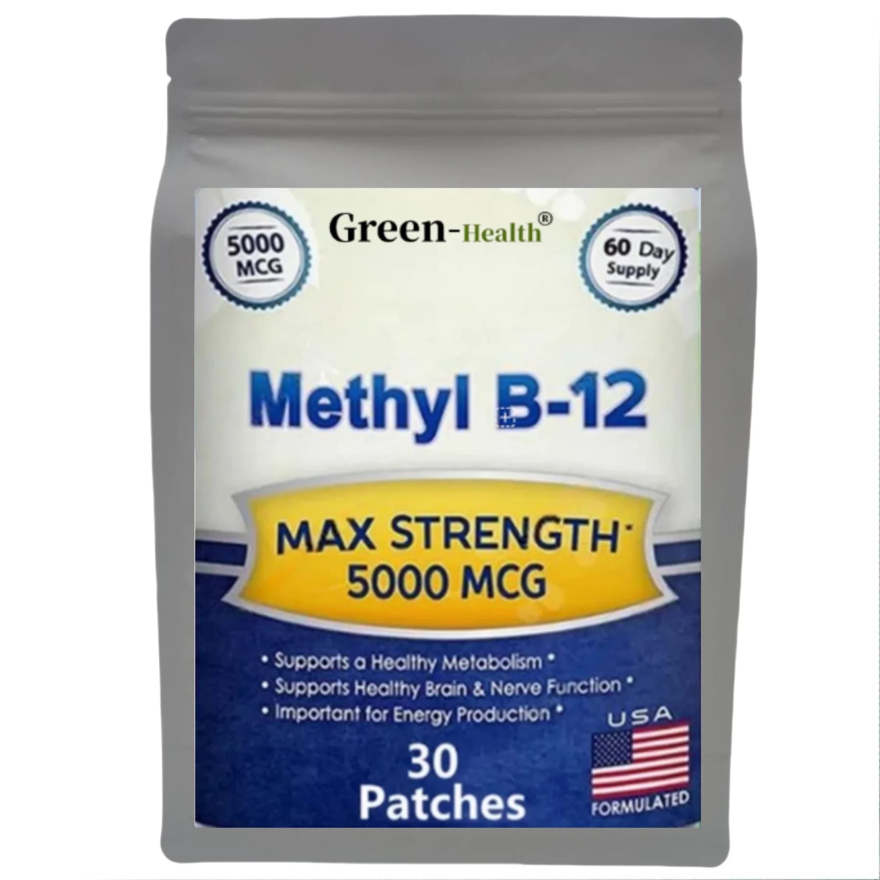 Patchs A5YE Vitamine B12 5000 MCG - Support du cerveau et du cœur, Boost d'apprentissage de la mémoi