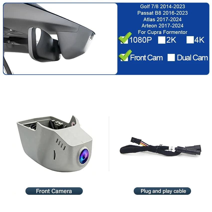 Caméra embarquée pour Volkswagen VW Passat B8 Allspace Atlas Golf 7/8 Arteon Sharan Magotan pour Sko