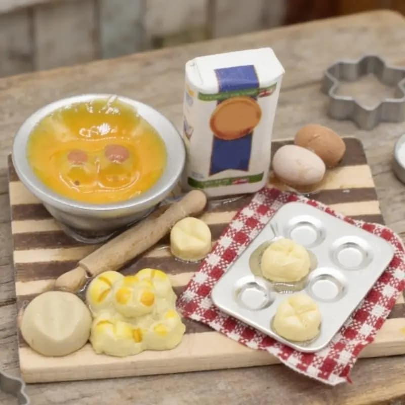 Station boulangerie pour maisons poupées miniatures à l'échelle 1/12, avec ensemble modèles farine d