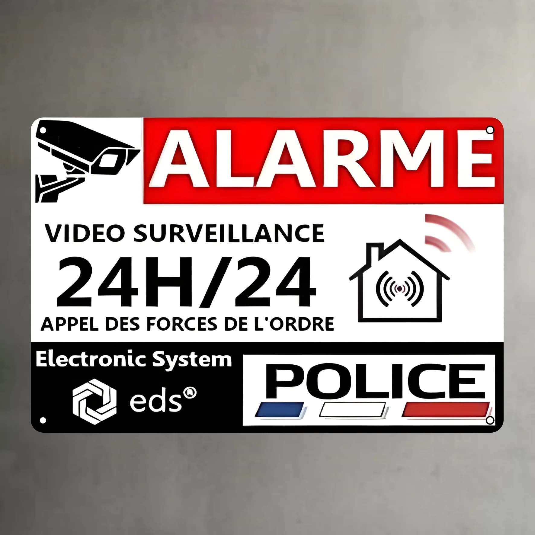 Autocollants d'alarme de vidéosurveillance en étain, ensemble de 8 autocollants dissuasifs, sécurité