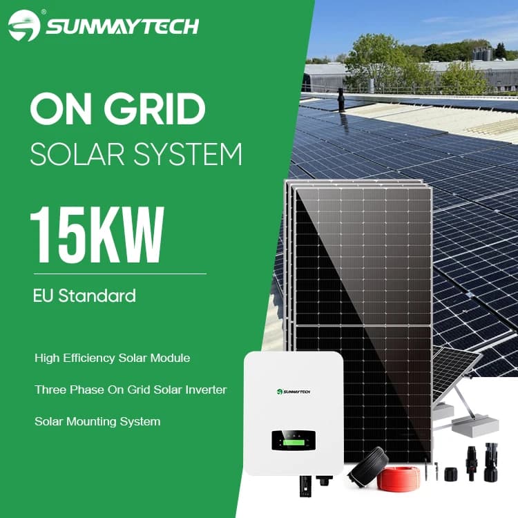 Système d'énergie solaire hybride connecté au réseau 15 10, kit complet de système d'énergie solaire