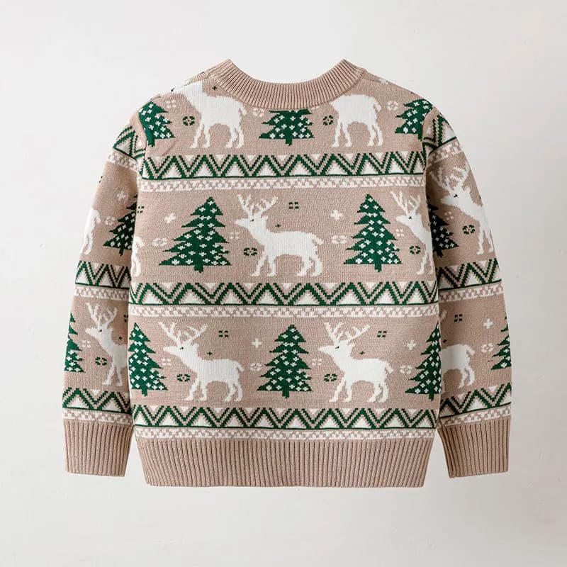 Joli pull de noël en forme de renne pour garçon et fille, vêtement tricoté, décontracté, manches lon