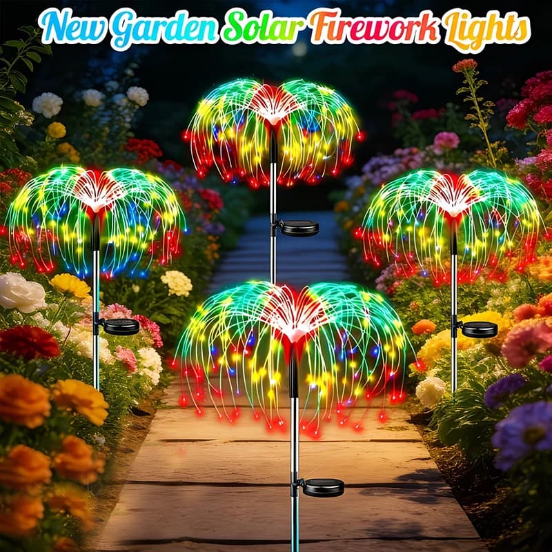 Lampes décoratives solaires pour terrasse, lumières féériques en forme de pissenlit, feux d'artifice