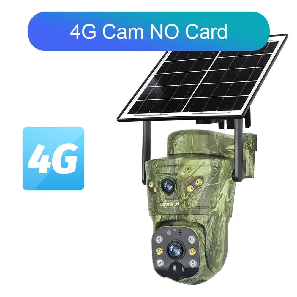 LS VISION 20MP 180 ° Caméra de chasse solaire 4G à double objectif et double écran avec détection