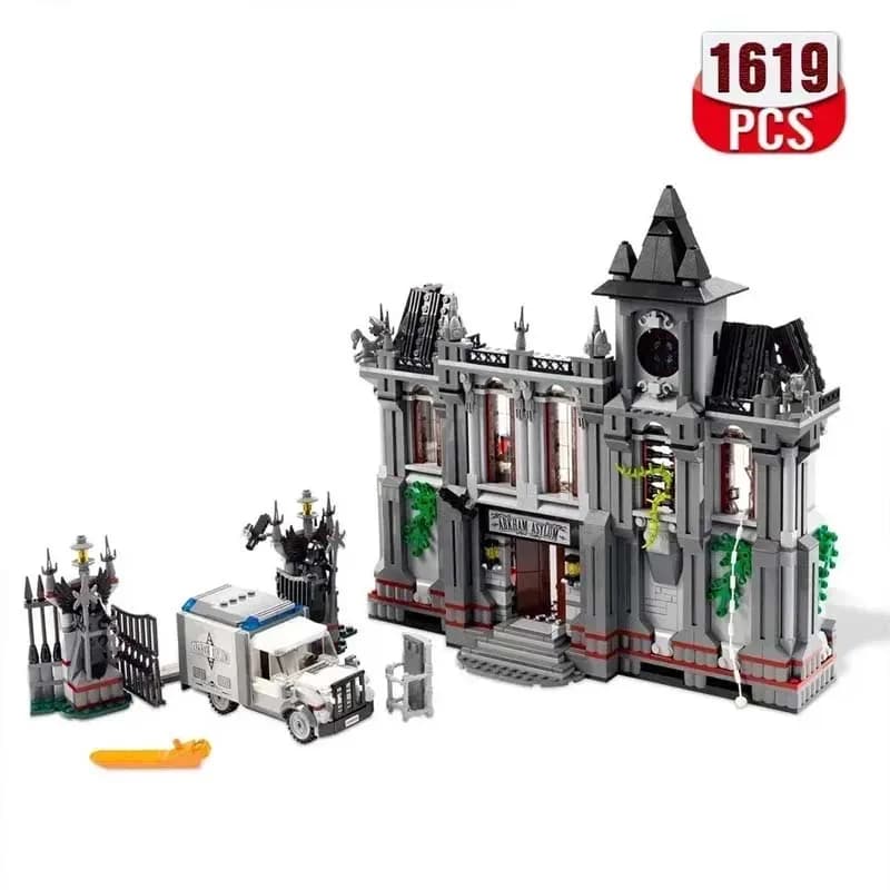 Ensemble de blocs de construction MOC Arkham Asylum, 1619 pièces, modèle de château d'architecture g