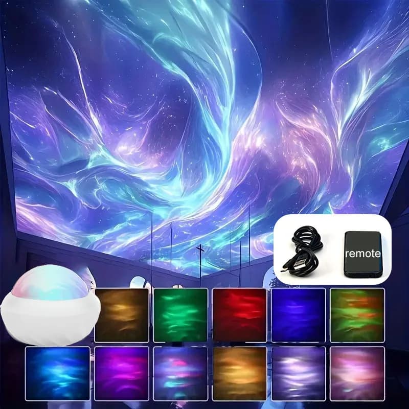 Lampe de projection USB Aurore Boréale, projecteur d'ambiance RGB, lumières nocturnes, télécommande