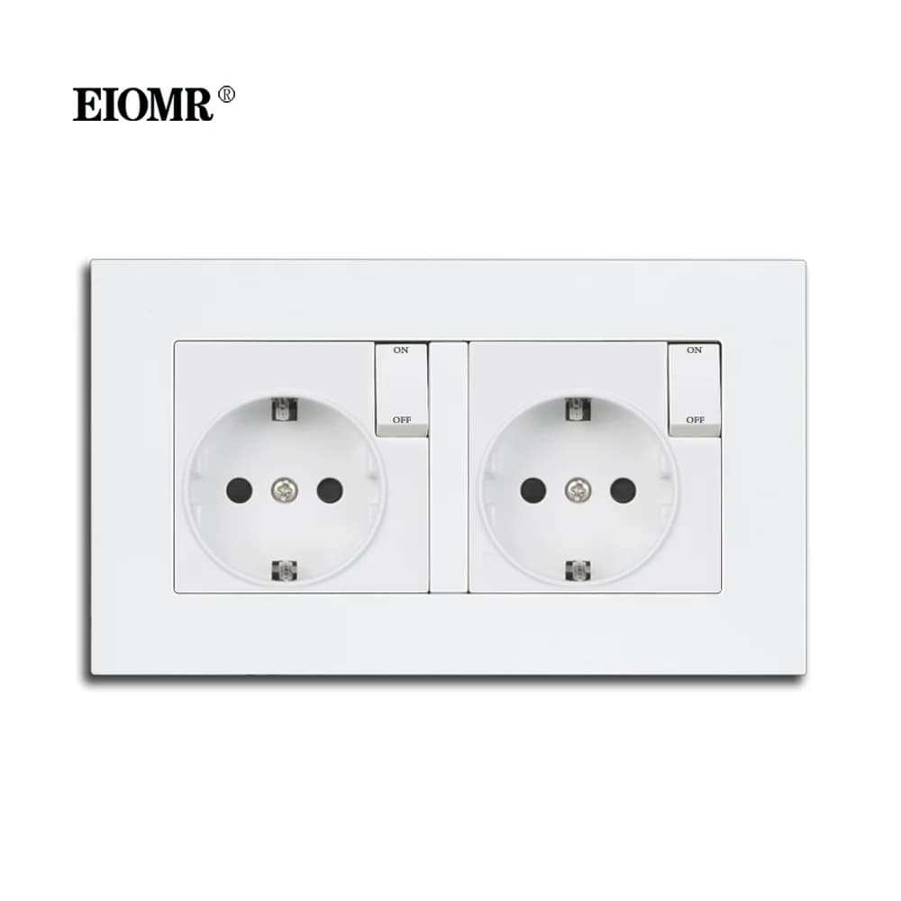EIOMR prises électriques Standard ue Style Simple panneau PC bande à Double prise avec bouton de com