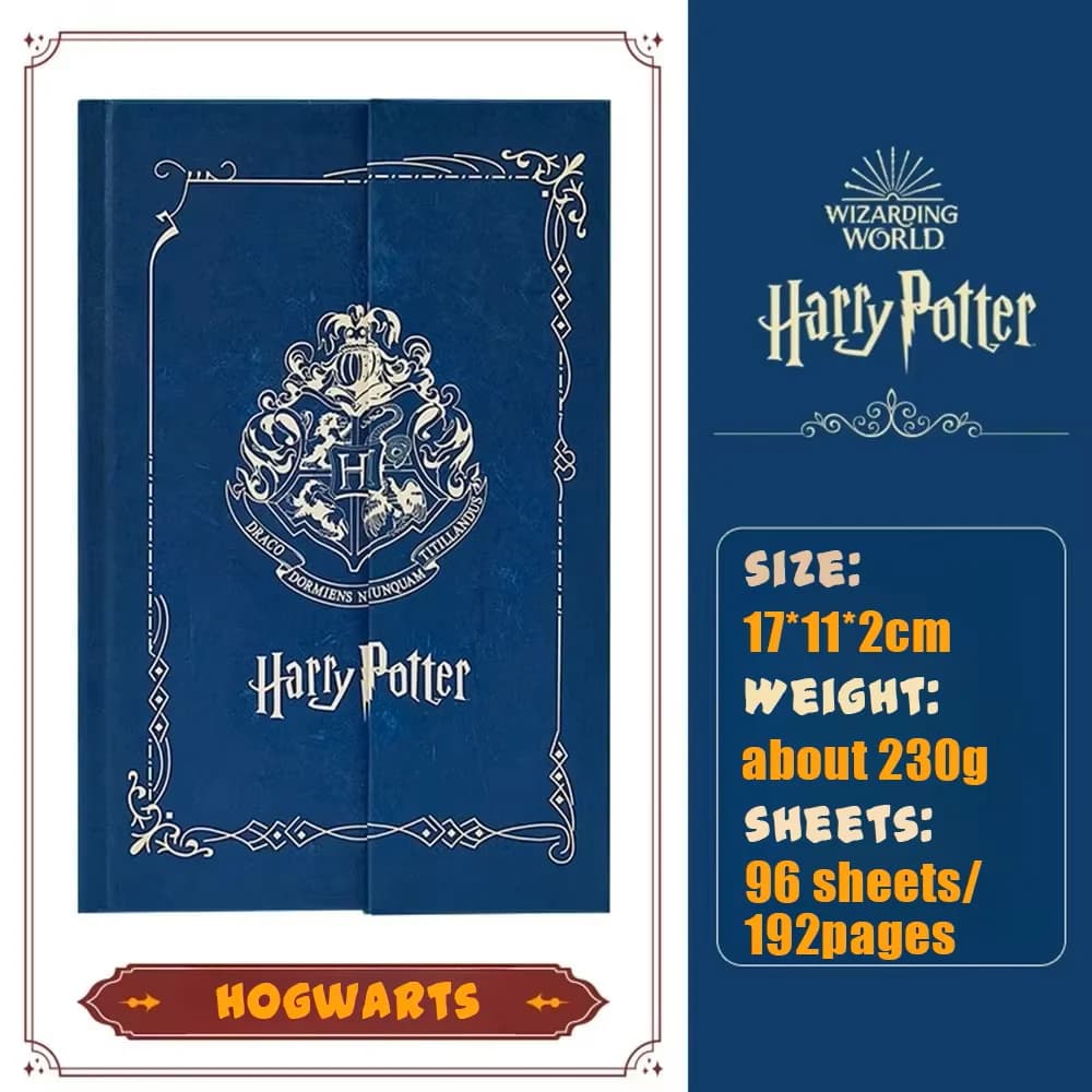 Carnet à couverture rigide authentique Harry Potter, journal des quatre maisons d'Hogwarts, agenda p