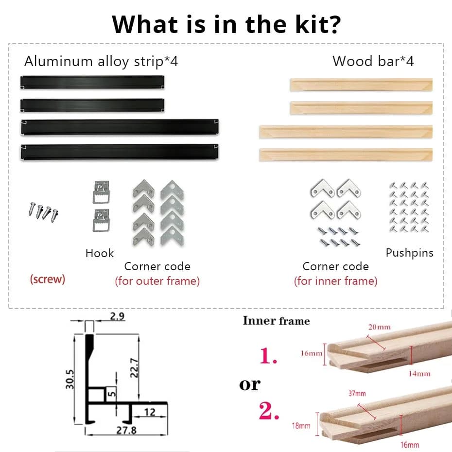 Kit de cadre flottant en métal pour la décoration de la maison, grand tableau mural, peinture à l'hu