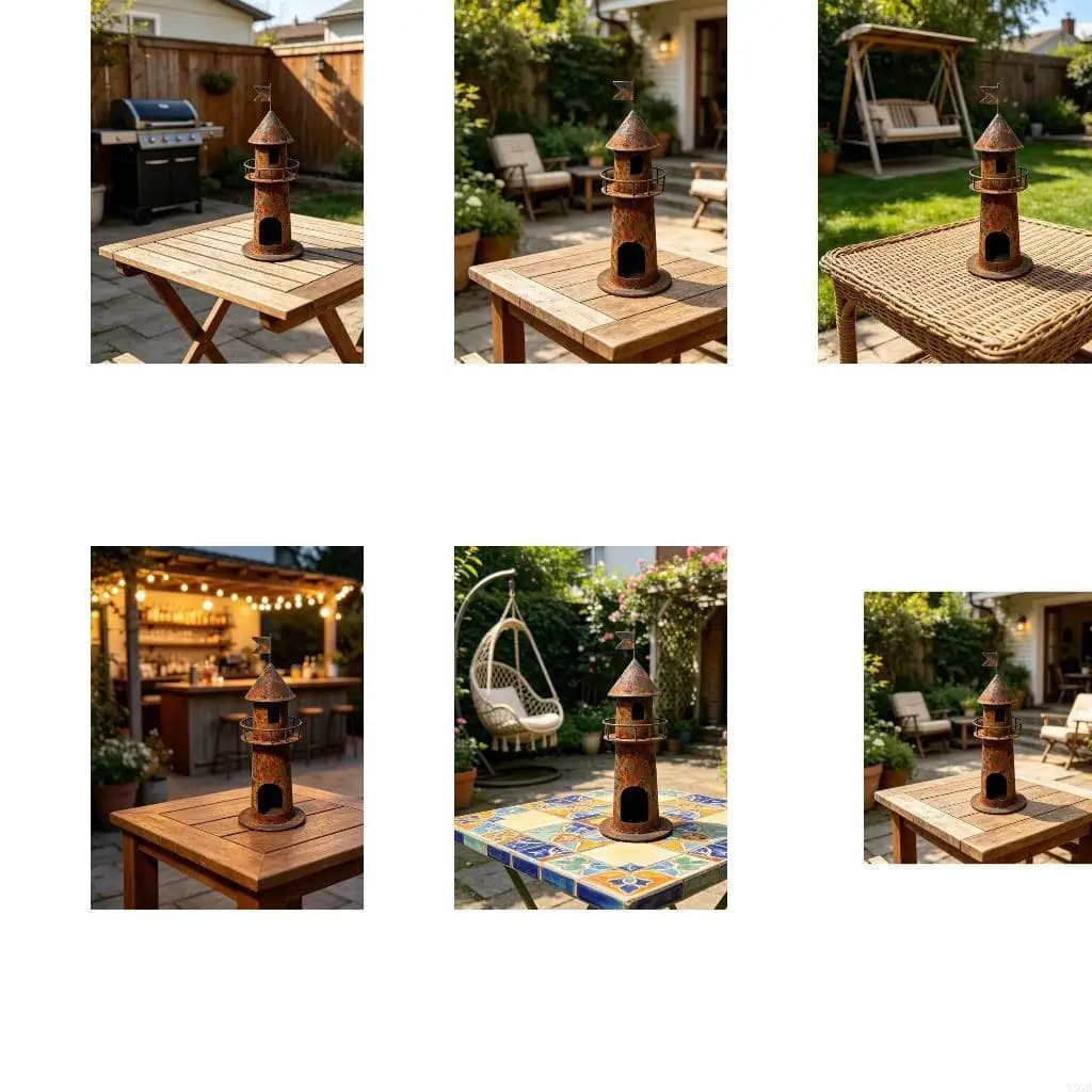 Support lanterne phare en fer d'aspect Antique avec finition rouillée, parfait pour conception paysa