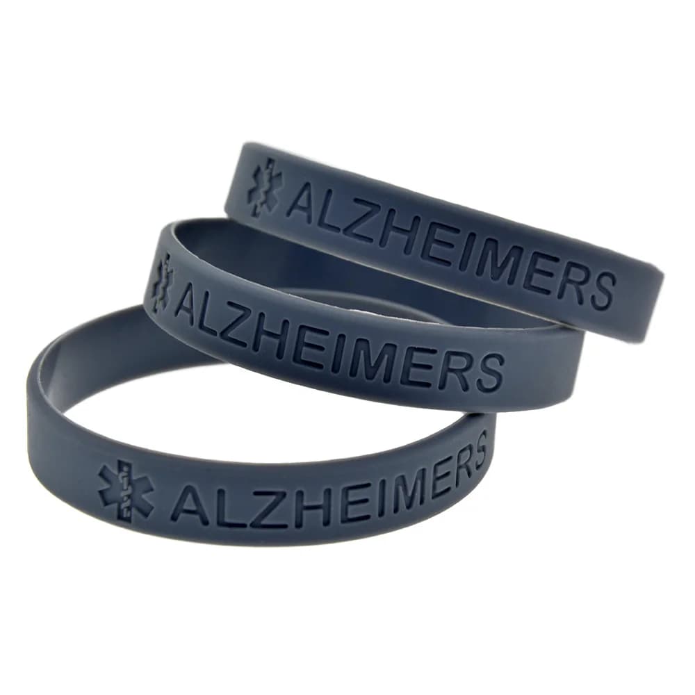 Bracelet en silicone pour malades atteints de la maladie d'Alzheimer, bracelet médical en caoutchouc