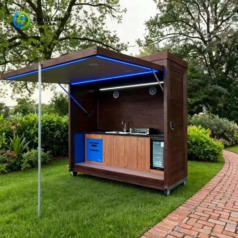 Ensemble de cuisine extérieure personnalisé, armoires extérieures, îlot barbecue avec évier, facile