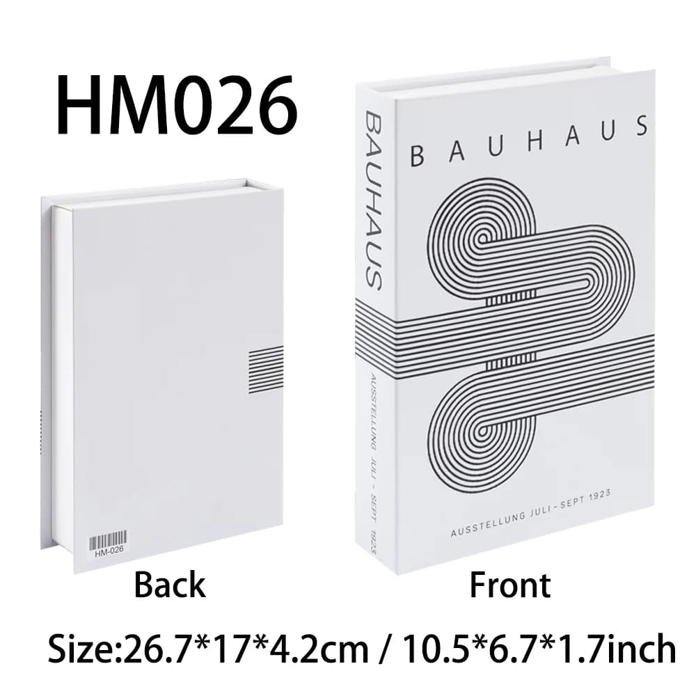Boîte de rangement décorative de luxe en forme de faux livre Bauhaus pour la maison, avec livres sur