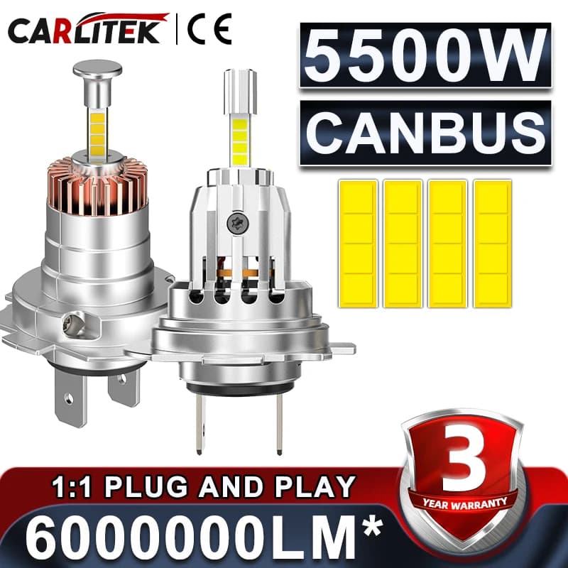 Ampoule de phare LED H7, Mini H4 H1 H11 9005 9006 HB3 HB4 9012 Hir2 5500W, puce CSP 4 côtés, Diode a