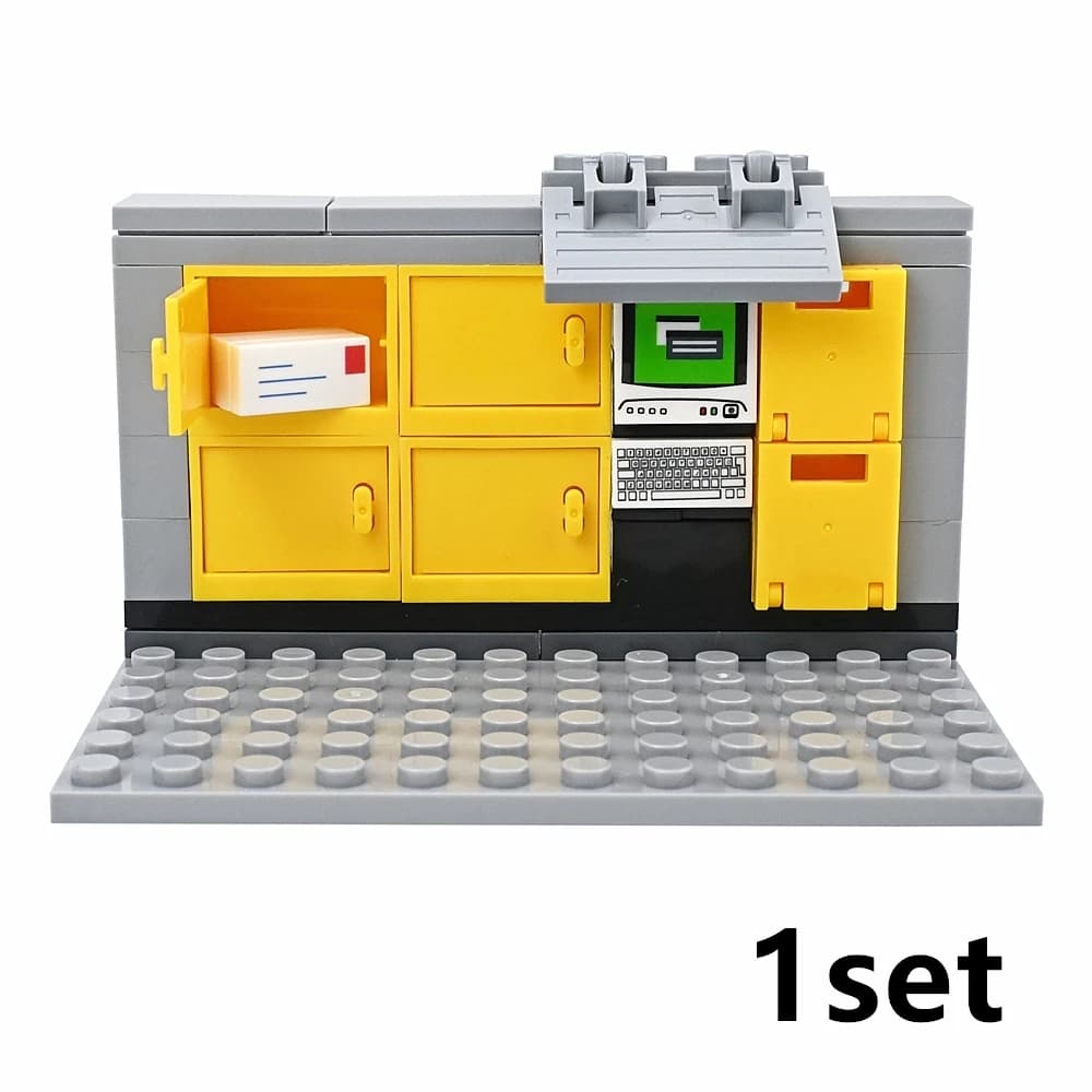 DlY City Street House Parcel Locker Building Blocks Mailbox Cabinet Assemble Accessories Scene Model