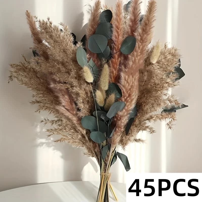 Bouquet de fleurs séchées style Boho, herbe de Pampas naturelle, feuilles d'eucalyptus, décor de mar