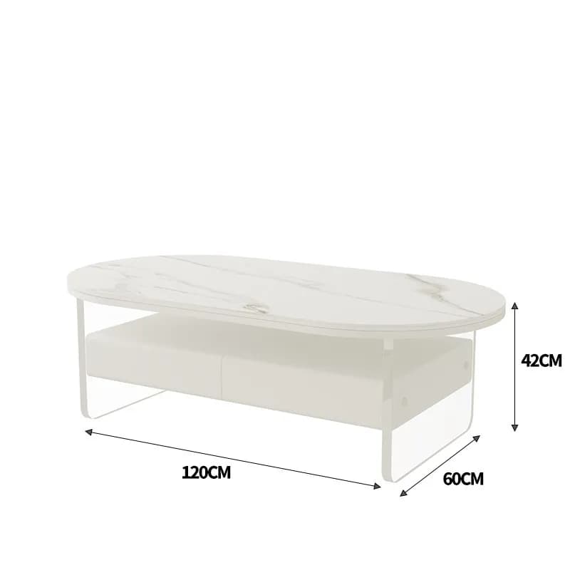 Table basse ovale en acrylique pour appartement, design moderne nordique, table d'appoint centrale p