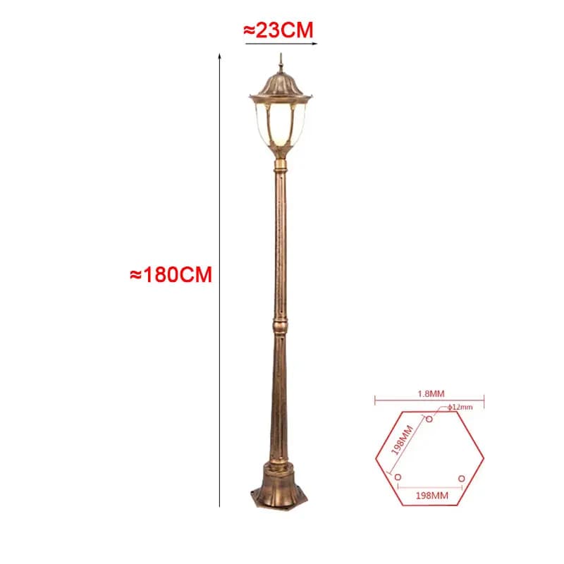 (≈1,8M) Lampe de jardin européenne, lampe de pelouse, lampadaire extérieur, lampe de paysage étanche