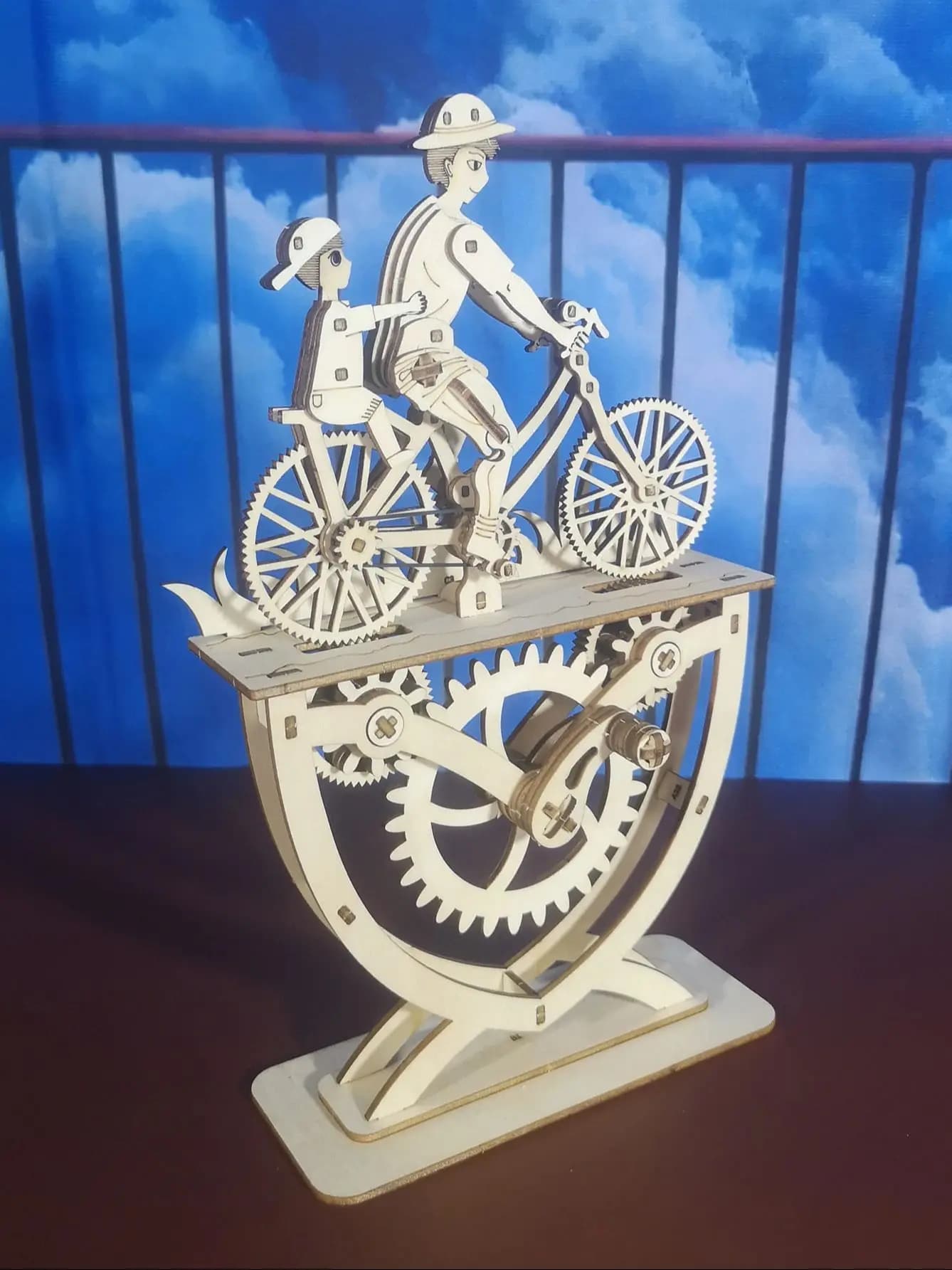 Puzzle 3D en bois père et fils, bricolage, Kits de modèles d'assemblage de vélo faits à la main, déc