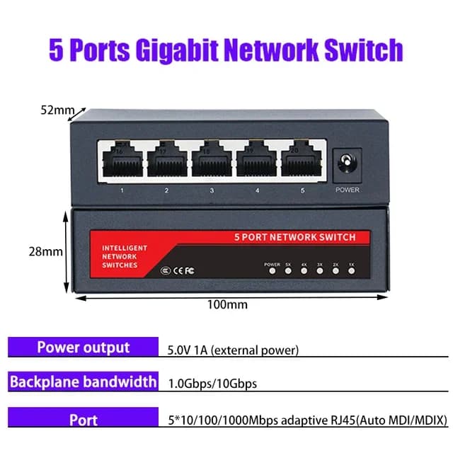 KuWFi commutateur réseau 10 Ports Gigabit Swich POE 8 5 ports 1000Mbps commutateur Ethernet séparate