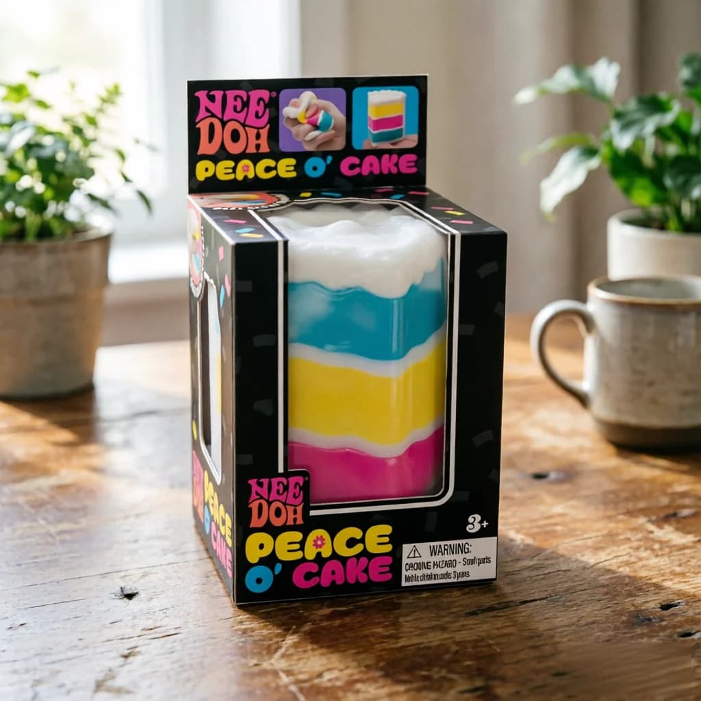 Nee Doh Peace O' Cake Jouet à presser en forme de tranche de gâteau, anti-stress, super doux, à remo