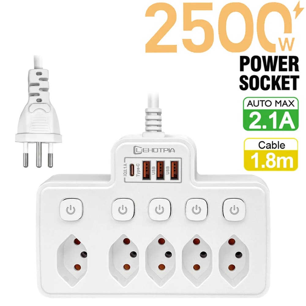 Prise suisse prise ca multiprise interrupteur séparé 1.8M rallonge avec Ports USB Type C adaptateur