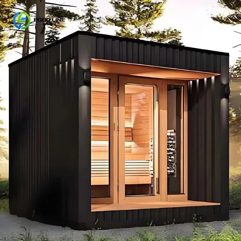 Sauna finlandais moderne pour 2 à 8 personnes, infrarouge, structure en bois massif écologique, spec