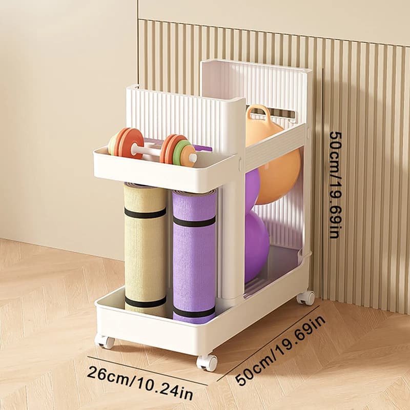 Support d'équipement de gymnastique avec roues, support de rangement d'équipement de sport, panier d