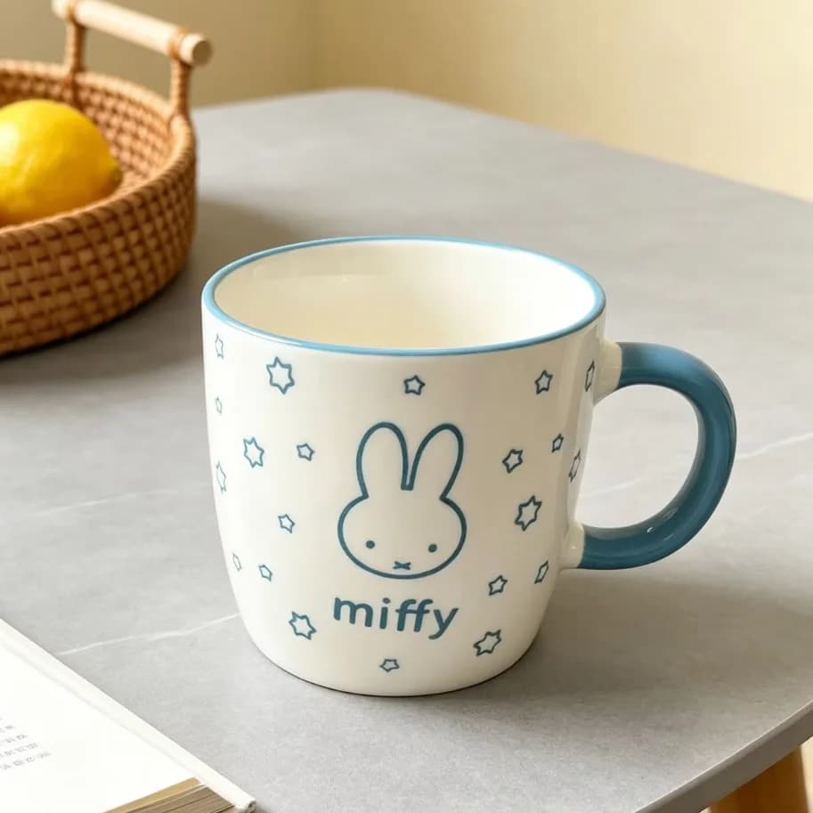 Mug en céramique Miffy mignon, tasse à lait et à café pour la maison, vaisselle élégante, cadeau sty