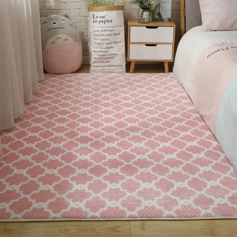 Ins chambre à coucher, salon, tapis court en peluche, plein de tapis de chevet de fille mignonne cél