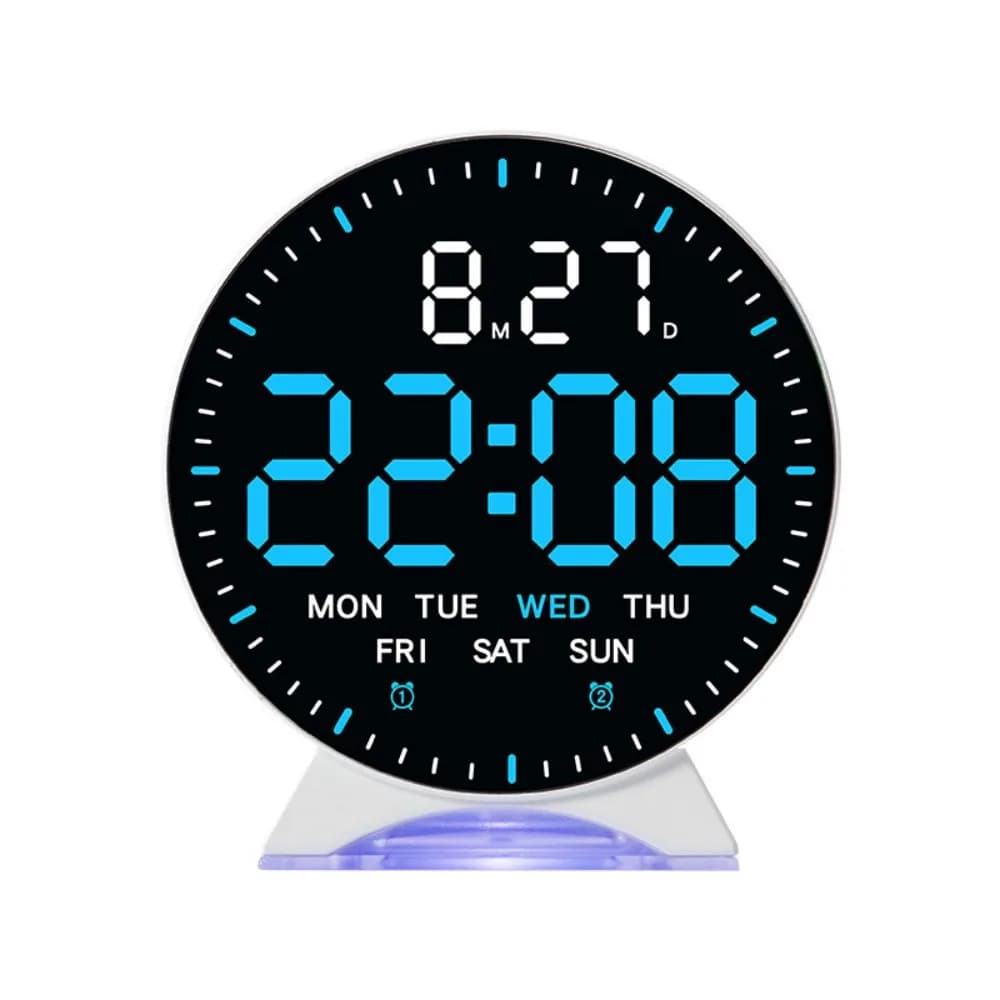 Horloge numérique LED avec affichage 12/24H, date, semaine, luminosité réglable, horloge électroniqu