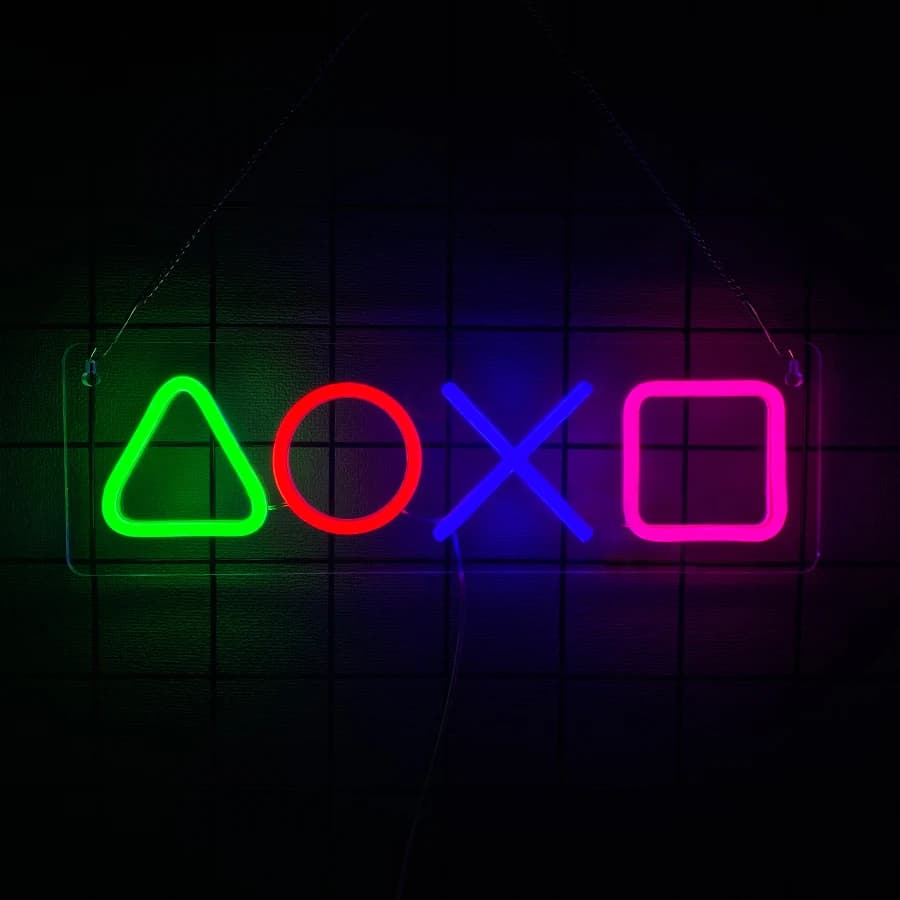 PS4 jeu icône néon signe lumière pour salle de jeu décoration tenture murale atmosphère lampe LED co
