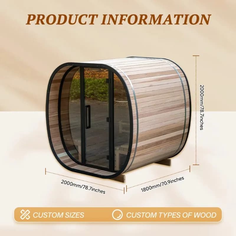 Tente de sauna extérieure en bois massif pour 4 personnes, cabane dôme pour spa commercial, jardin,