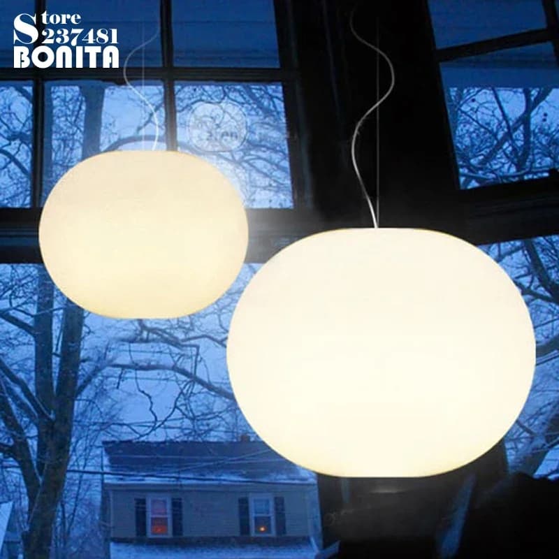 Lampe LED Suspendue en Forme de Boule de Verre Blanche, Design Moderne Simple, Forme Ovale Laiteux,