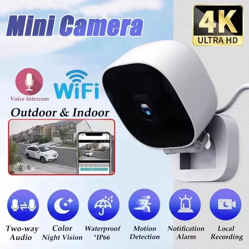 Caméra de surveillance domestique intelligente Wi-Fi sans fil HD grand angle, mini caméra intérieure