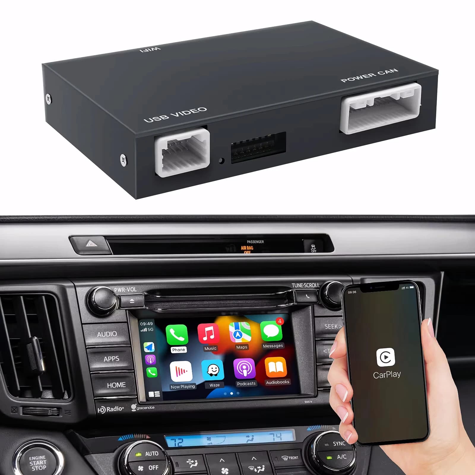 Carplay sans fil Android Auto pour TOYOTA Touch 2 Entune 2.0 Prius C-HR Avalon Prius Sienaba Alphard