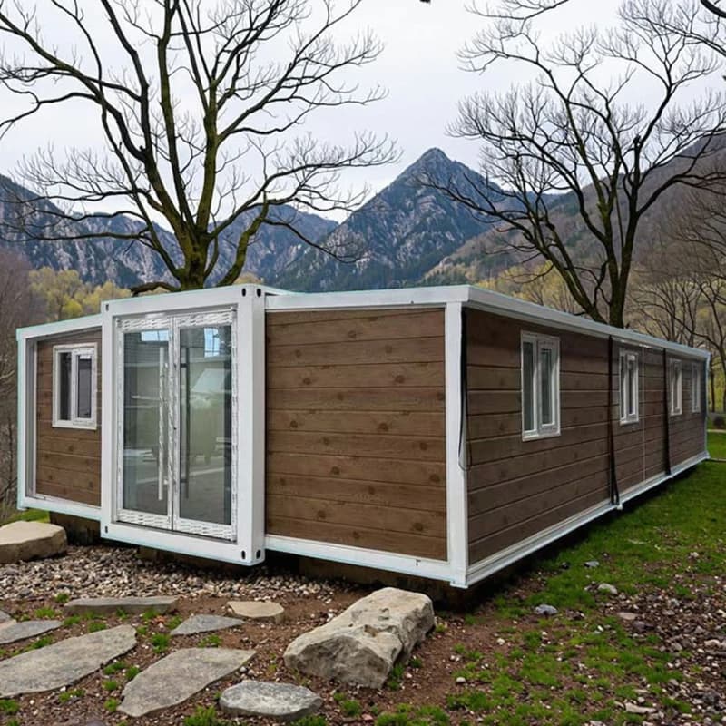 Maison de conteneur pliante extensible, 40 pieds, 2 chambres à coucher, petite maison modulaire, mai