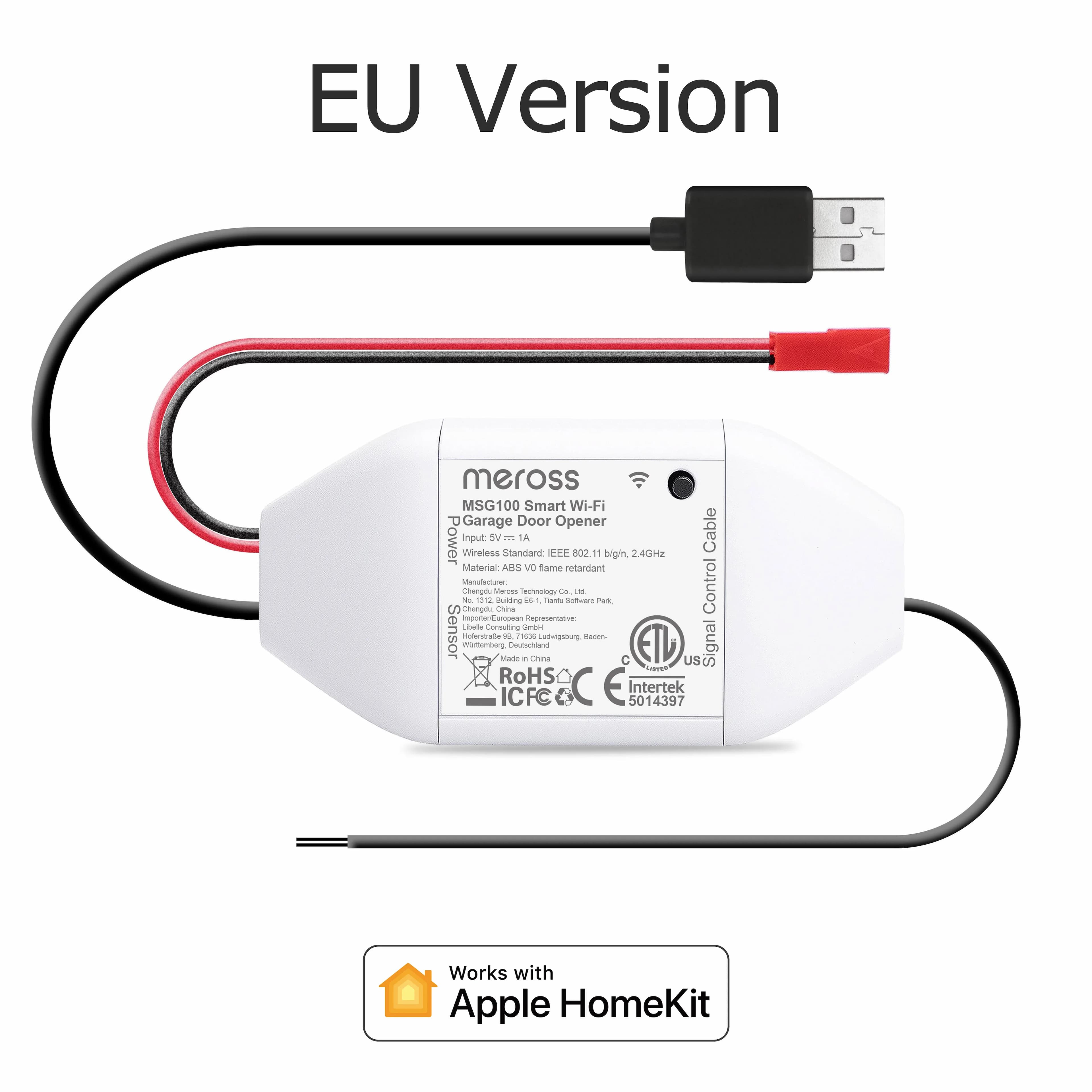 Ouvre-porte de Garage Meross HomeKit Smart WiFi, fonctionne avec Apple HomeKit, Siri, CarPlay, Alexa