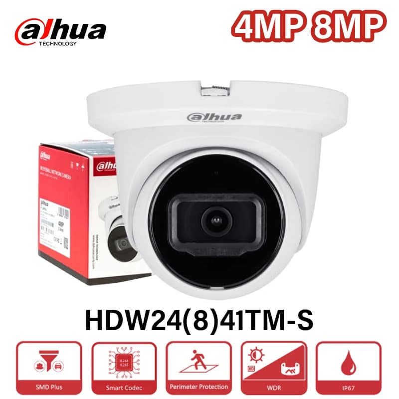 Dahua 4MP 8MP corps entièrement en métal caméra IR extérieure IP67 étanche 4K CCTV avec micro carte