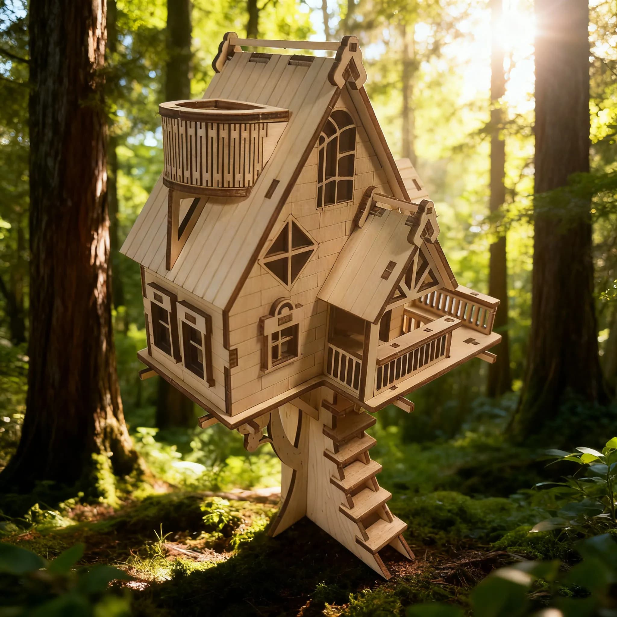 Kit de modèle de maison en bois en forme d'arbre, bricolage, Puzzle 3D, ensemble amusant, blocs de C