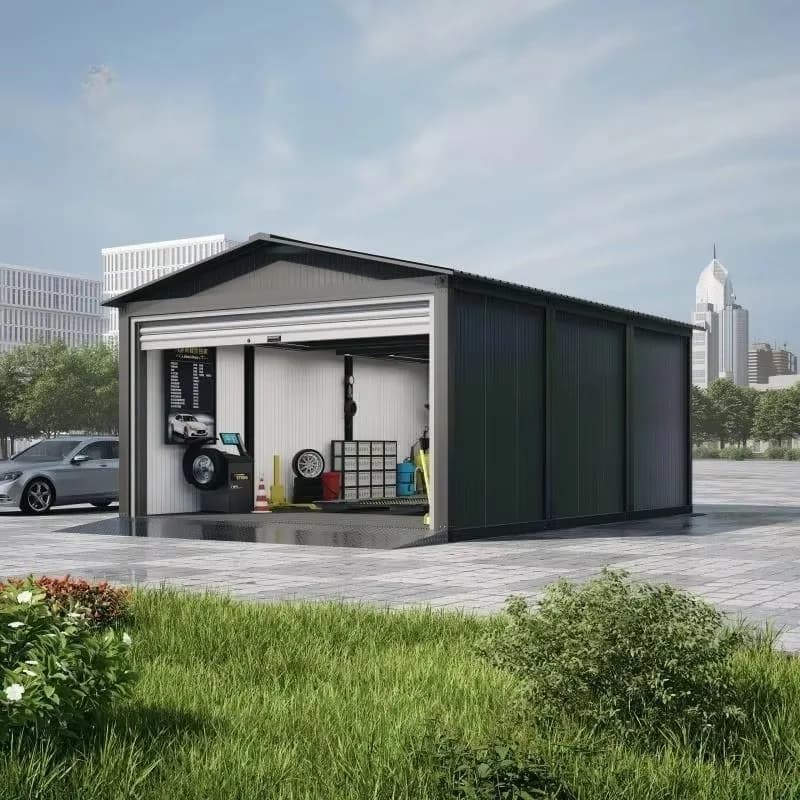 Garage double en métal 25' x 33' avec porte latérale, abri de jardin portable, mobilier de jardin, d
